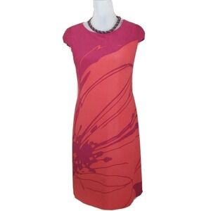 Nine West ~Woman Size 2~ Pink/Orange Cap Sleeve Dress Fully Lined.